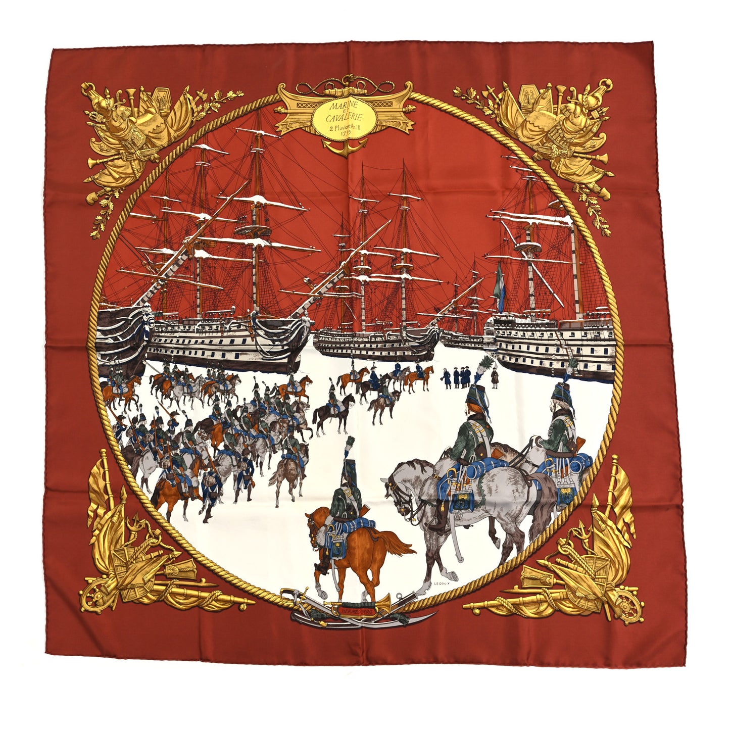 Silk Marine Et Cavalerie Scarf 90
