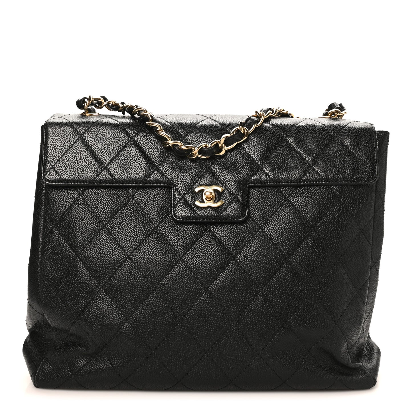 Caviar Quilted Single Flap Black