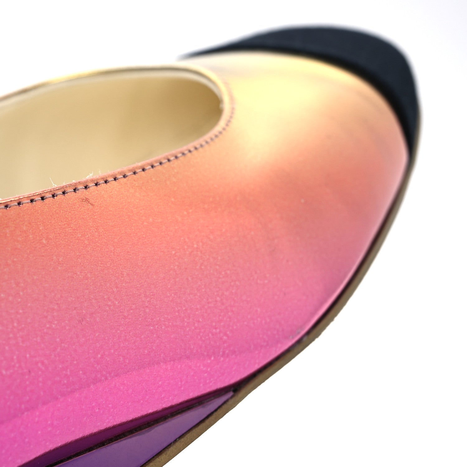 Chanel Laminated Calfskin Grosgrain Cap Toe CC Flats 36.5 Pink Orange Yellow Black 11 of 12