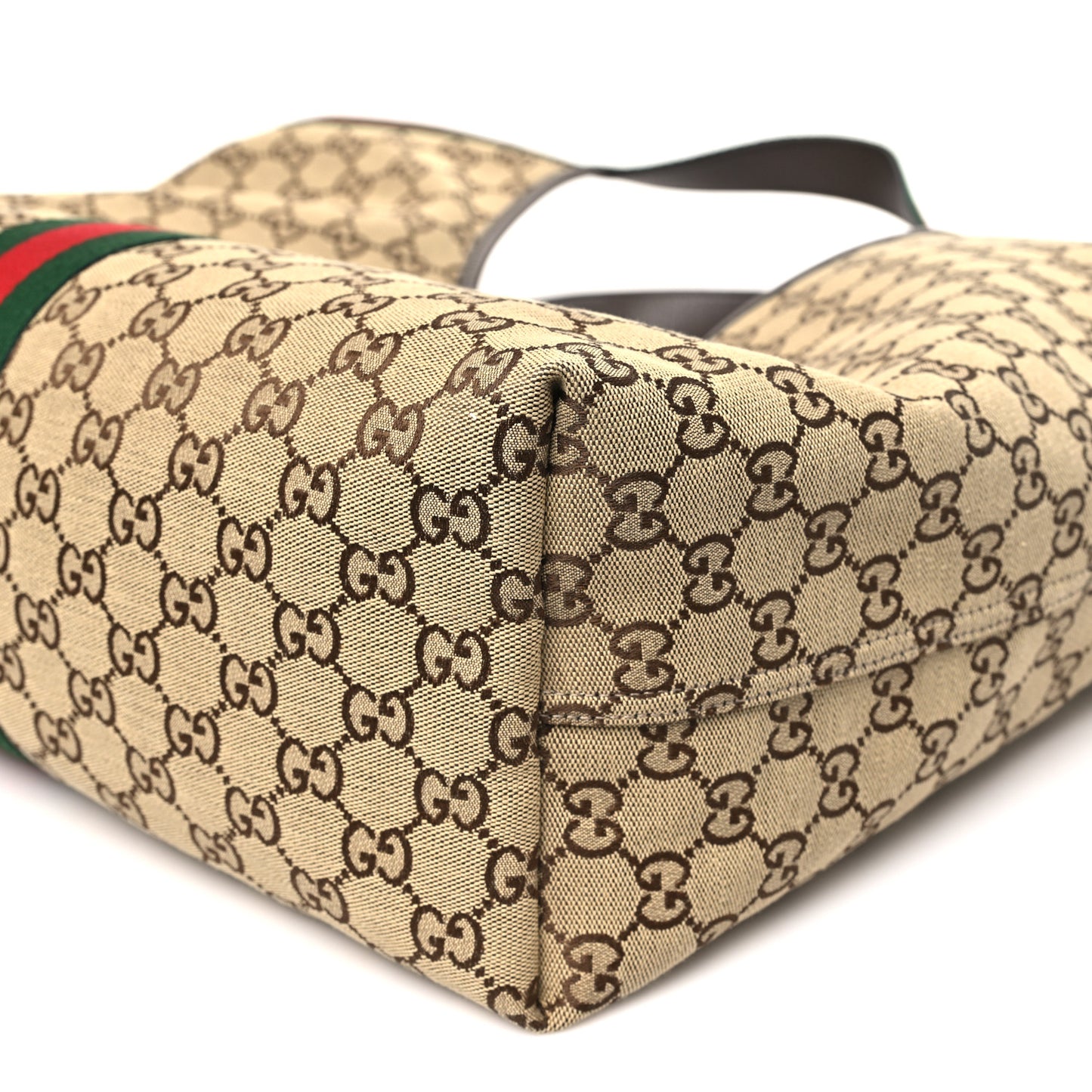GG Monogram Web Large Giglio Tote Beige Brown