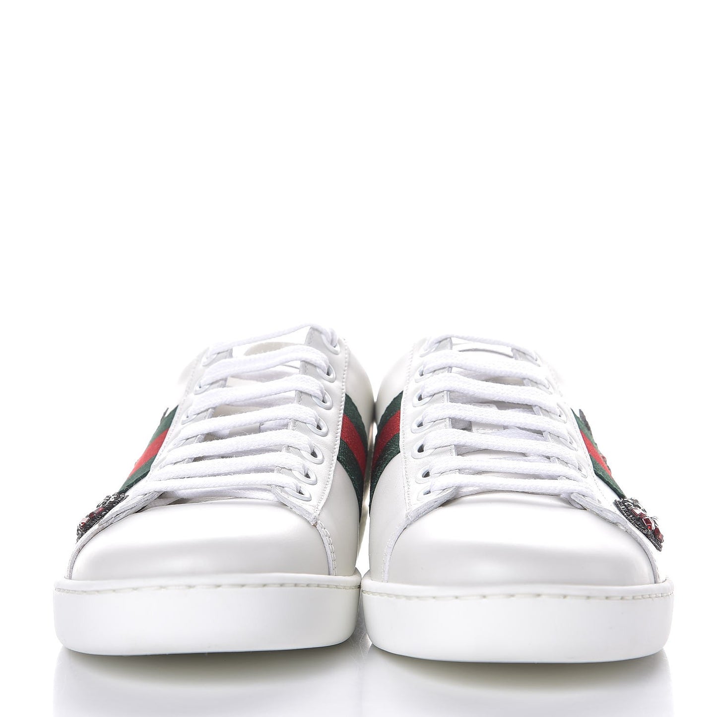 Calfskin Web Studded Arrow Ace Sneakers 36.5 White