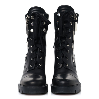 Christian Louboutin Calfskin Knit En Hiver Mixed Dual-Zip Booties 41 Black 2 of 7