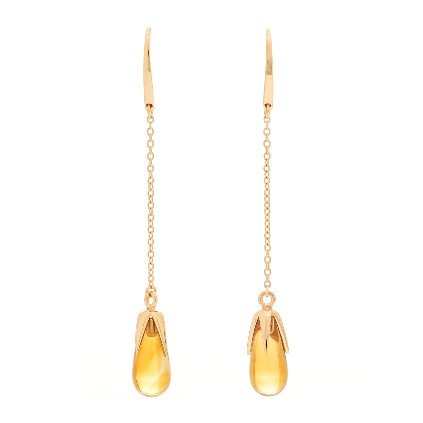 18K Yellow Gold Citrine Drop Earrings