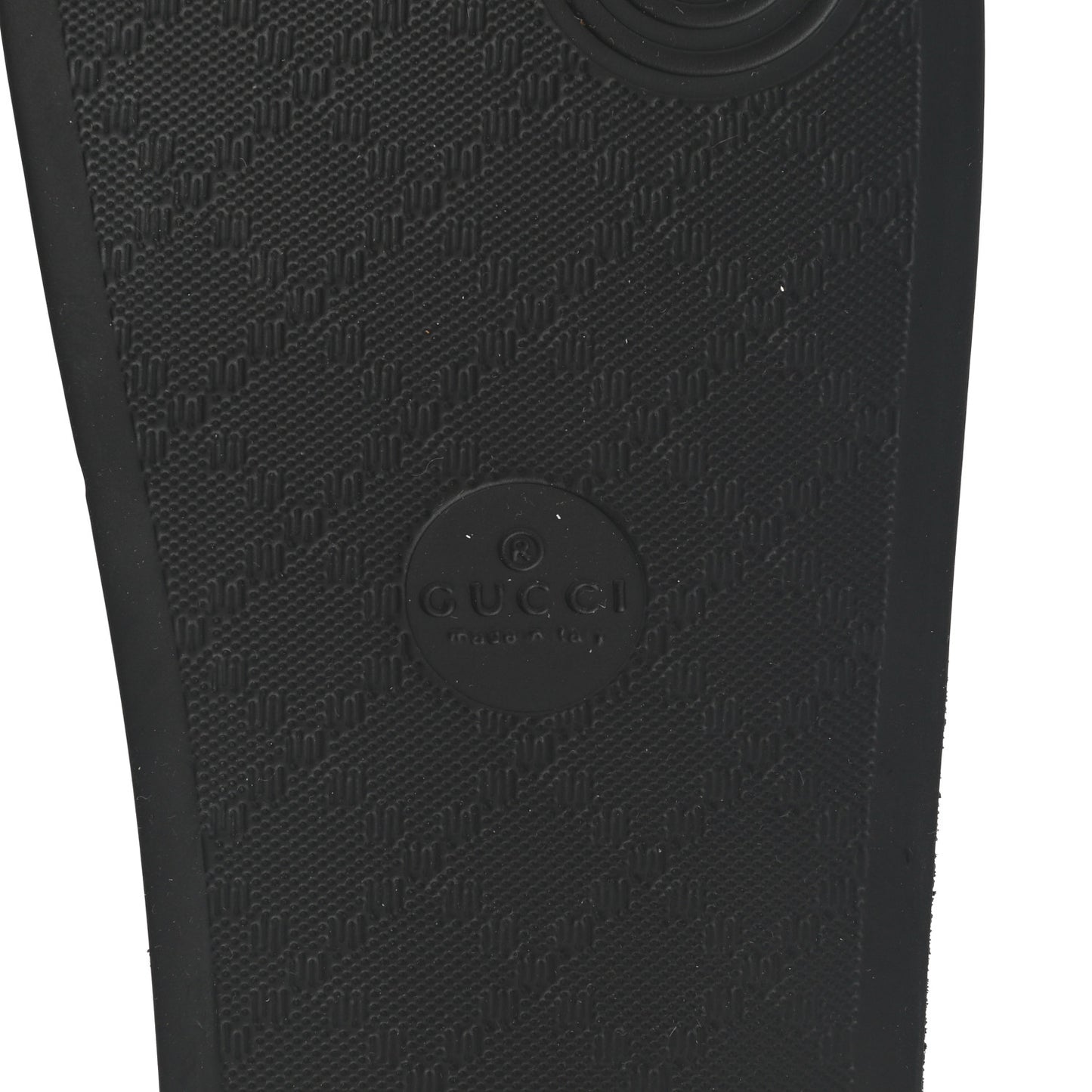 Rubber GG Monogram Perforated Womens Slide Sandals 38 Black