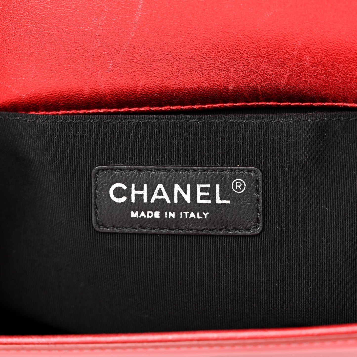 Metallic Patent Calfskin Quilted Medium Boy Flap Red