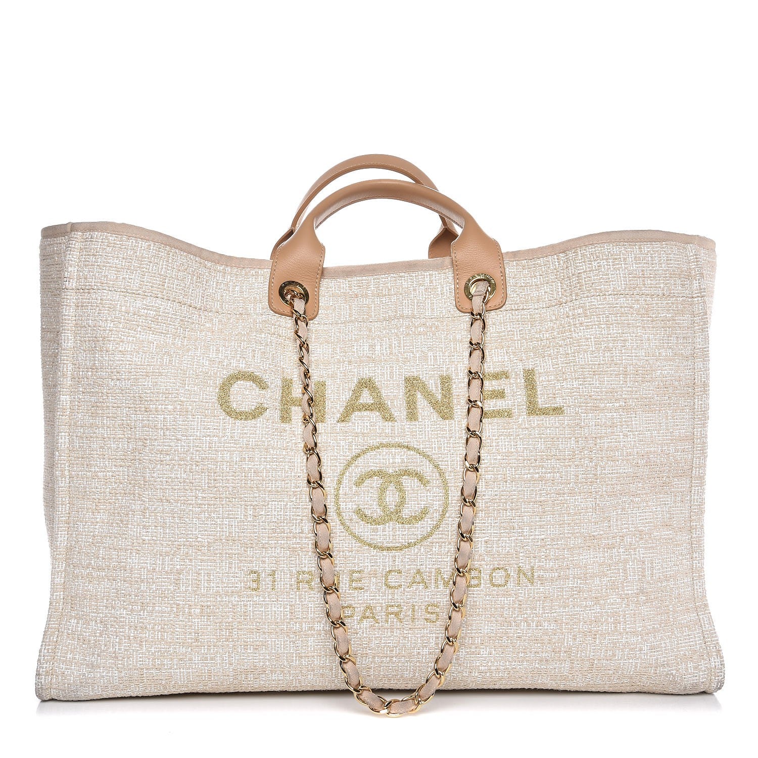 Chanel Canvas Extra Large Deauville Tote Light Beige 1 of 10