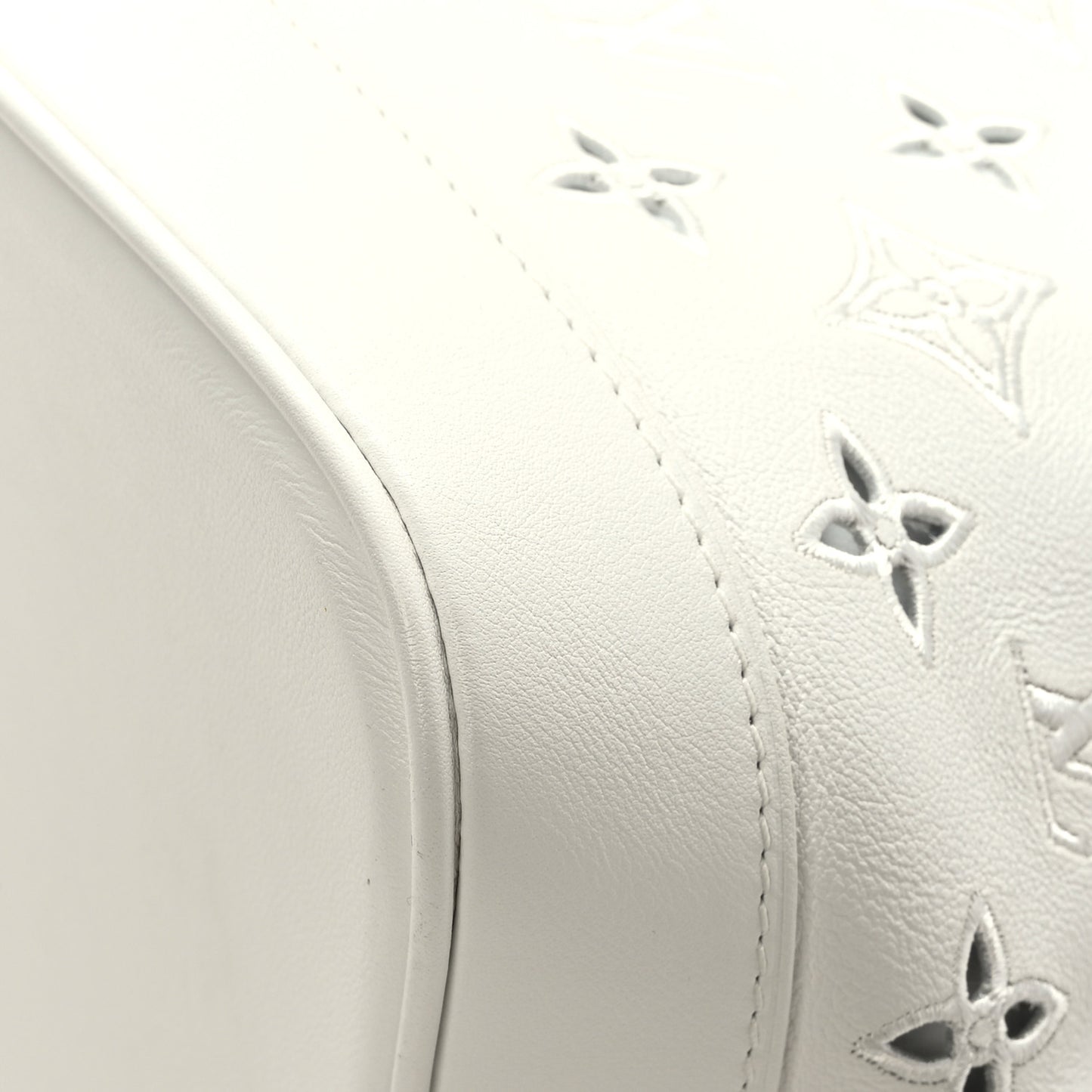 Calfskin Monogram Cutout Petit Noe White
