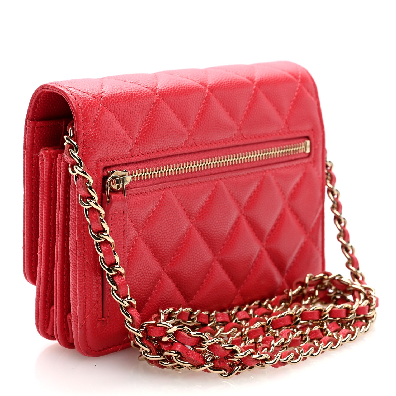 Chanel Caviar Quilted Mini Wallet On Chain WOC Red 3 of 10