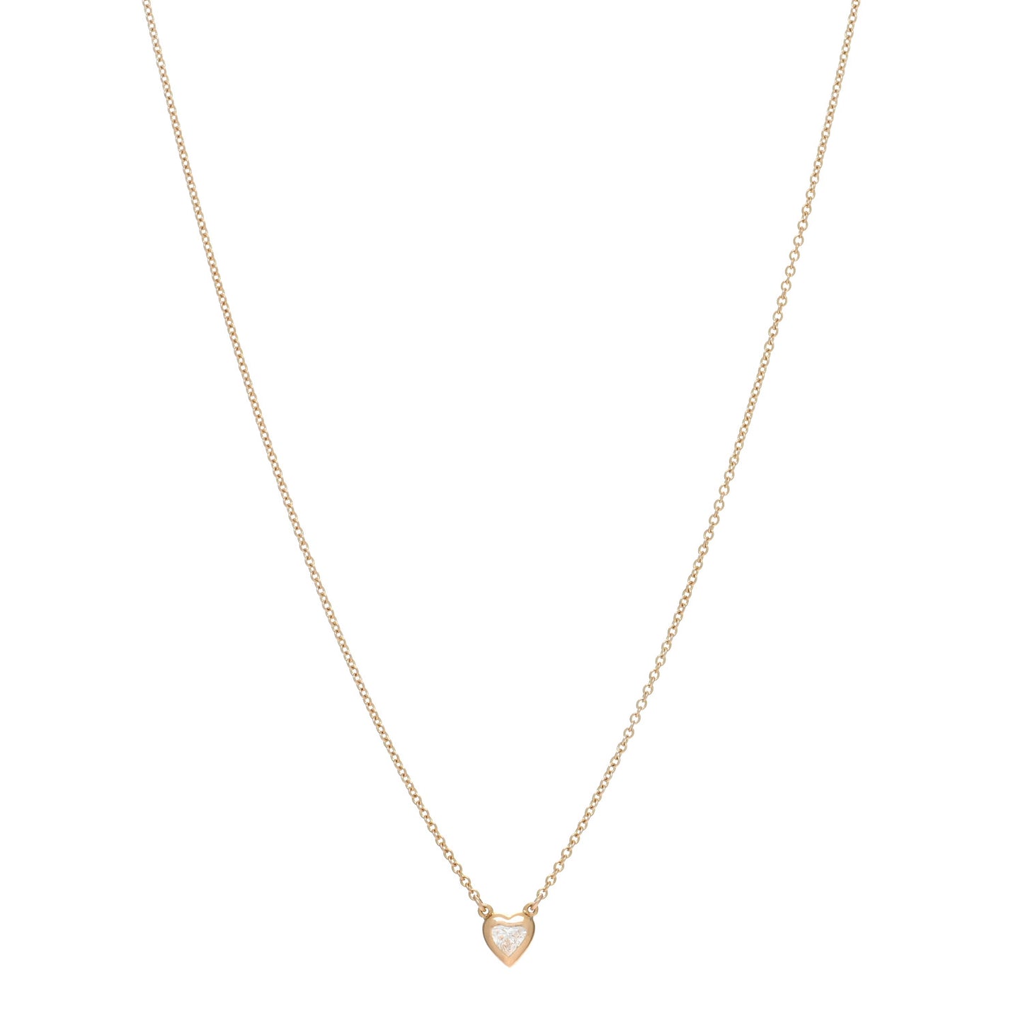 18K Yellow Gold Diamond .17ct Elsa Peretti Diamonds by the Yard Heart Pendant Necklace