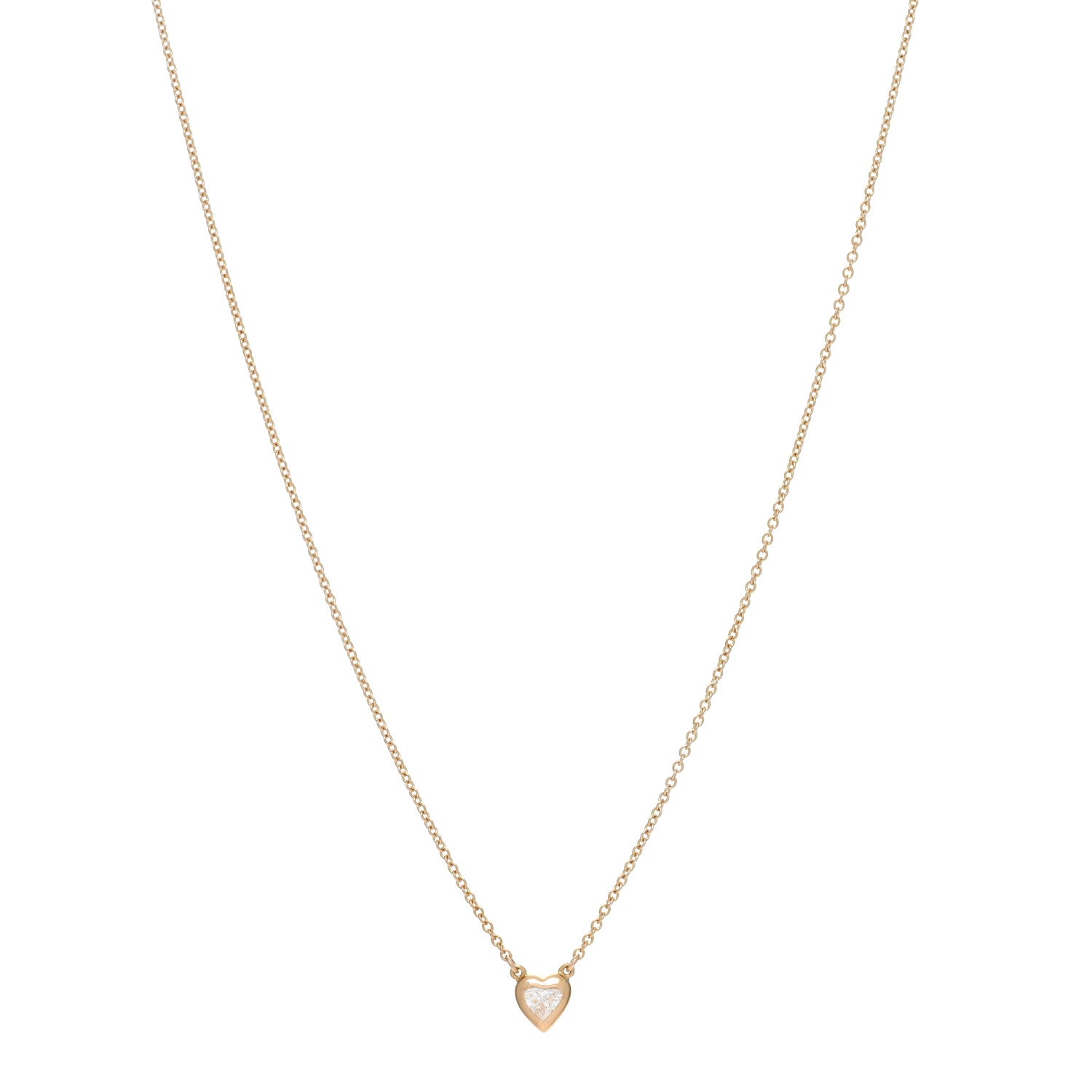 Tiffany 18K Yellow Gold Diamond .17ct Elsa Peretti Diamonds by the Yard Heart Pendant Necklace 1 of 4