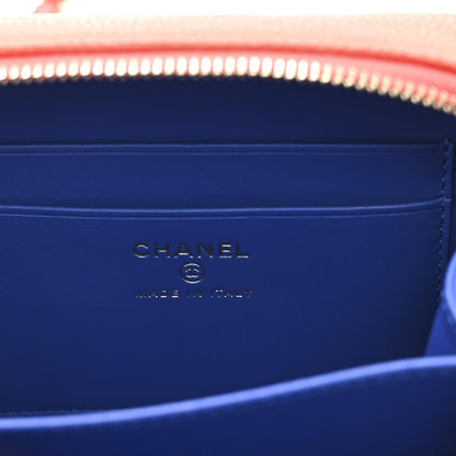 Chanel Caviar Quilted Filigree Vanity Clutch With Chain Blue White Red 6 of 10