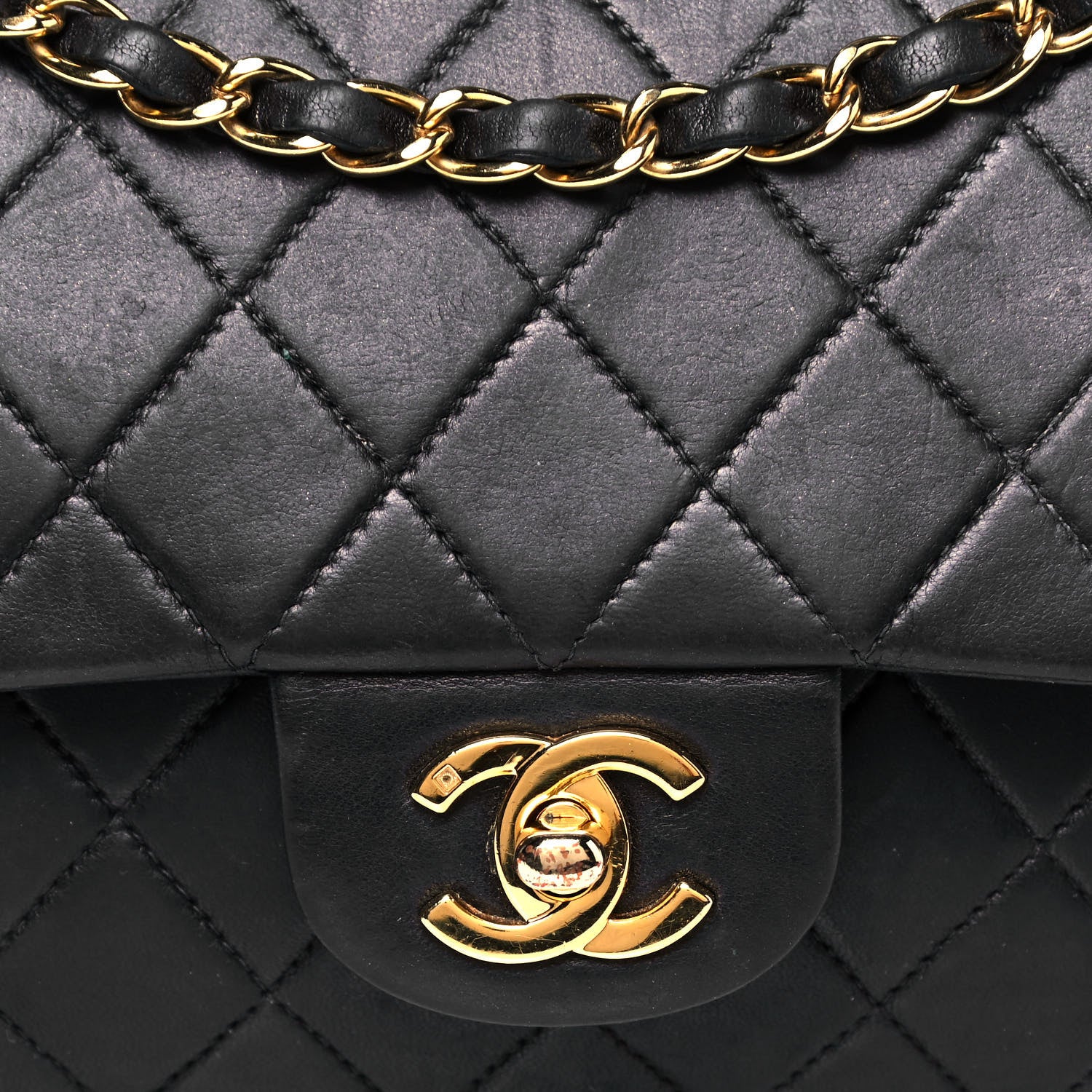 Chanel Lambskin Quilted Medium Double Flap Black 8 of 21
