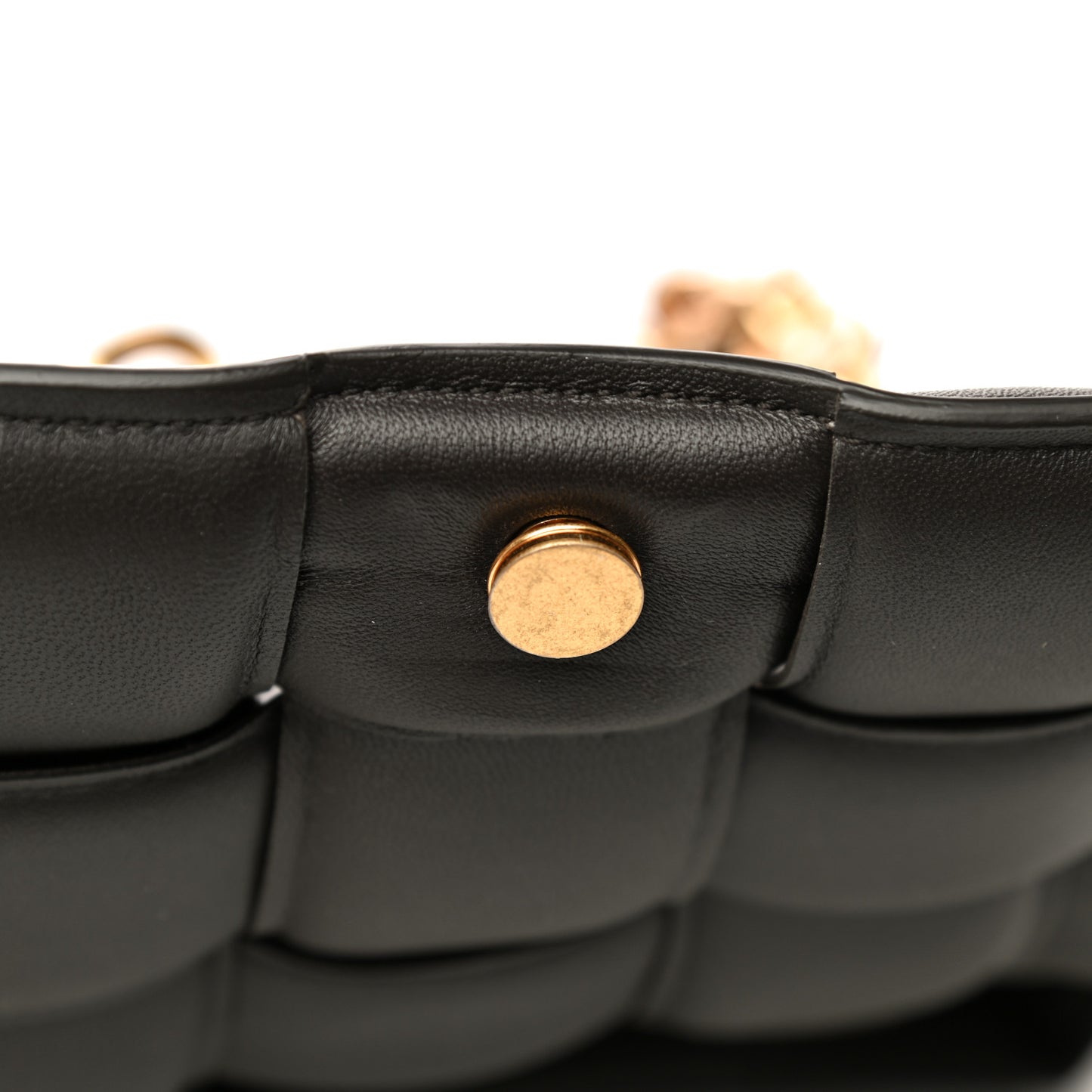 Lambskin Maxi Intreccio Padded Chain Cassette Crossbody Bag Black