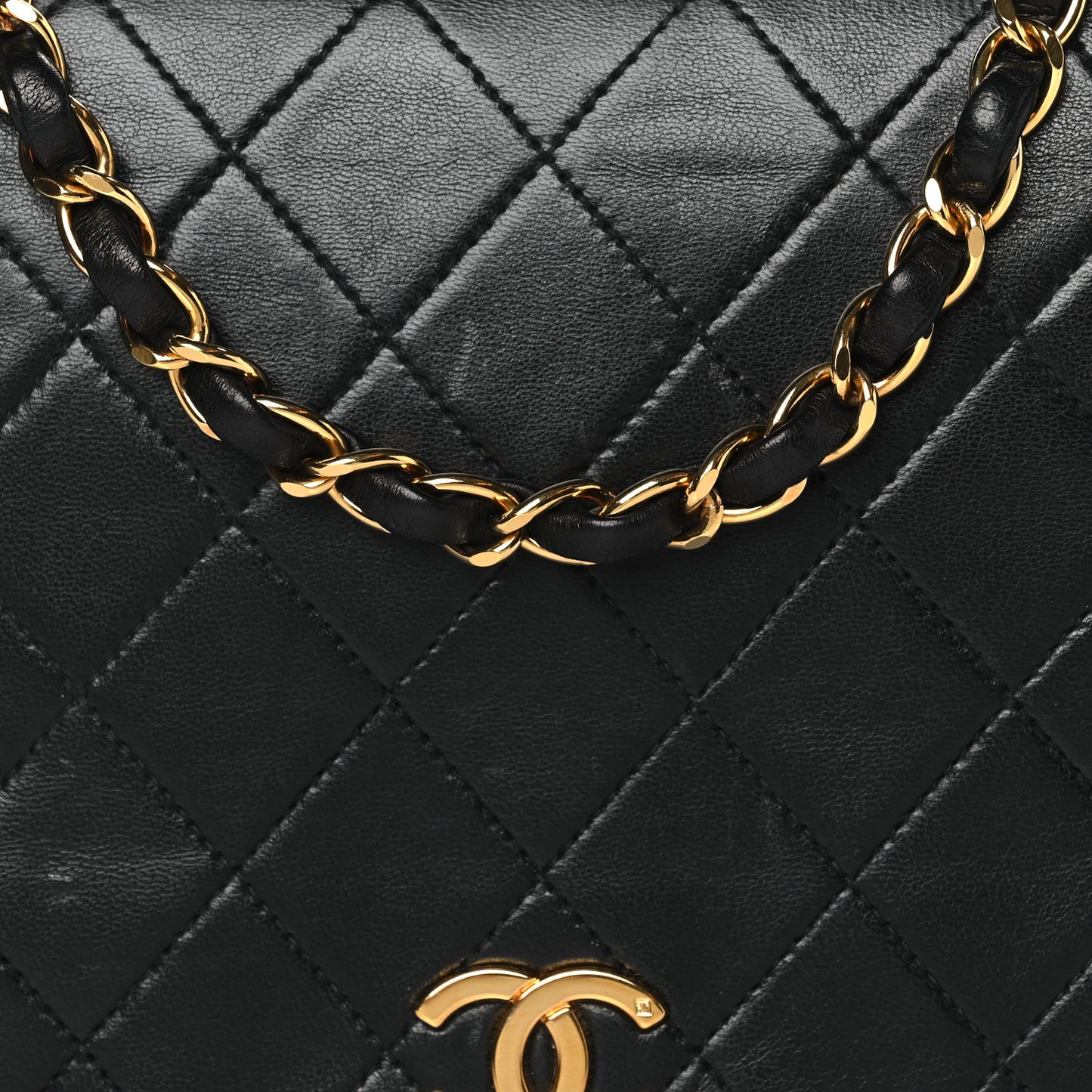 Lambskin Quilted Small Single Flap Black