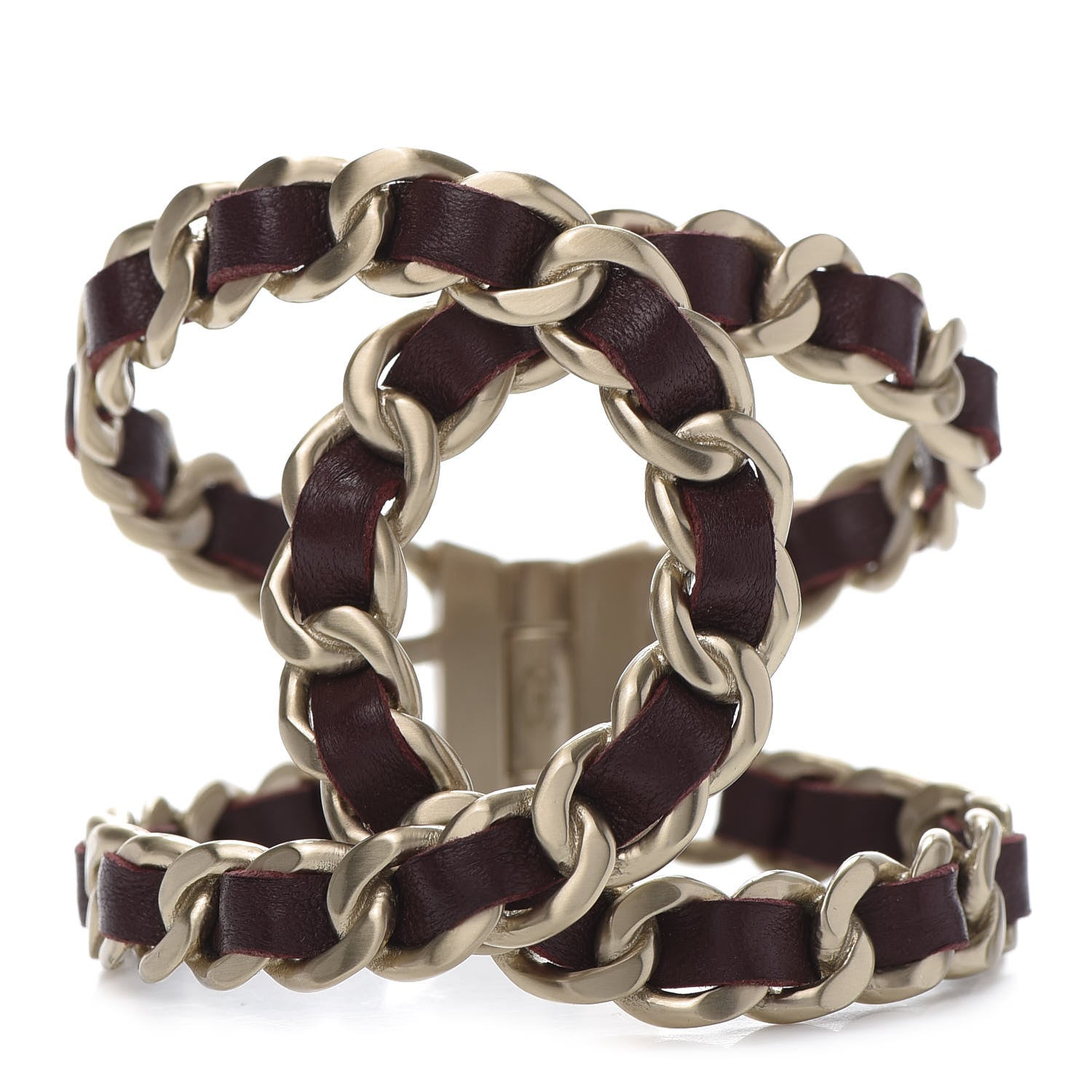 Chanel Lambskin Chain CC Cuff Burgundy 1 of 5