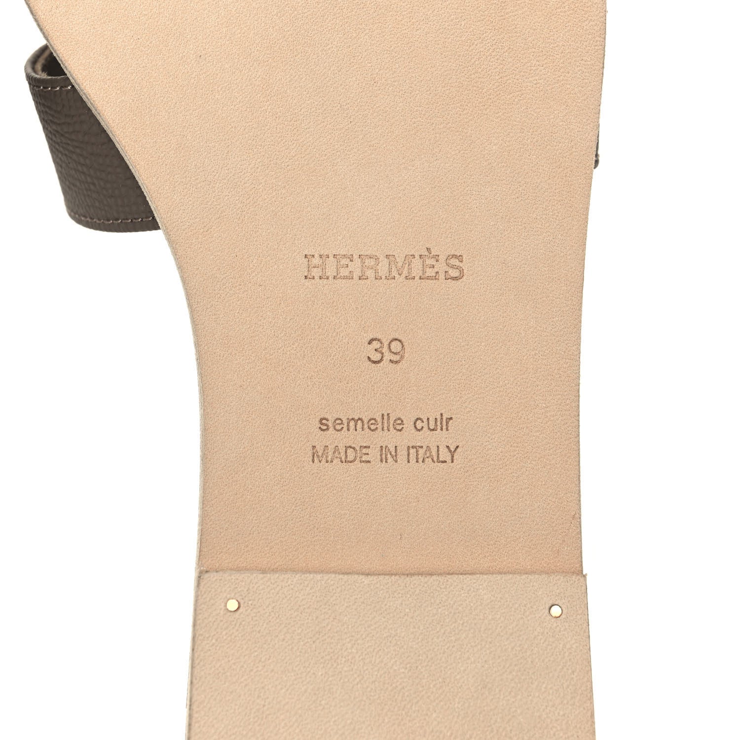 Hermes Epsom Oran Sandals 39 Etoupe 6 of 8