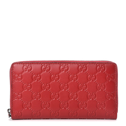 Gucci Guccissima Signature Zip Around Wallet Hibiscus Red 1 of 9