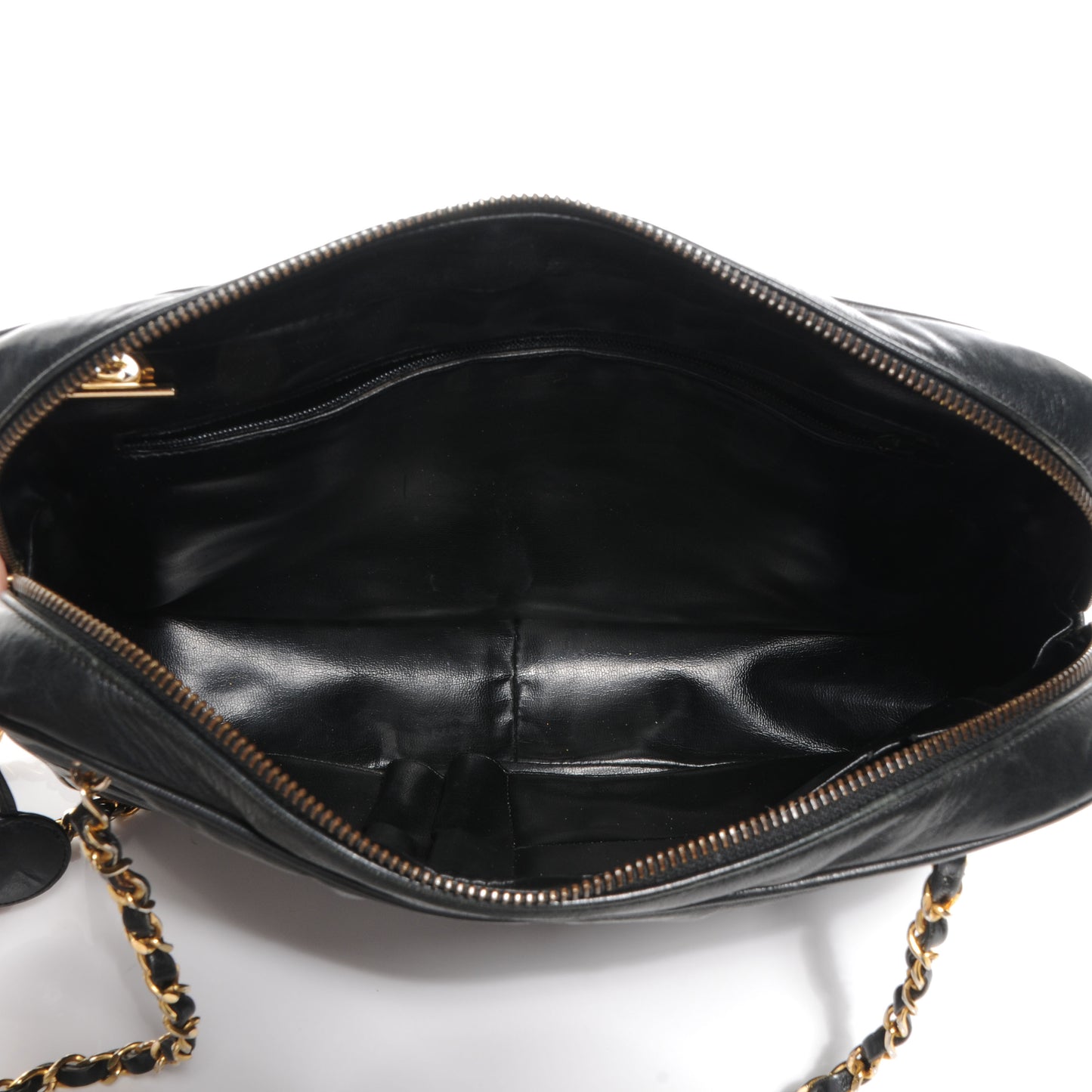 Lambskin Coated Canvas Vertical Quilted Camera Bag Black