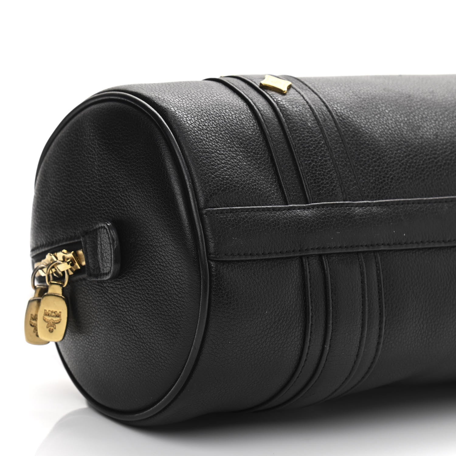 MCM Grained Calfskin Studded Heritage Barrel Bag Black 8 of 9
