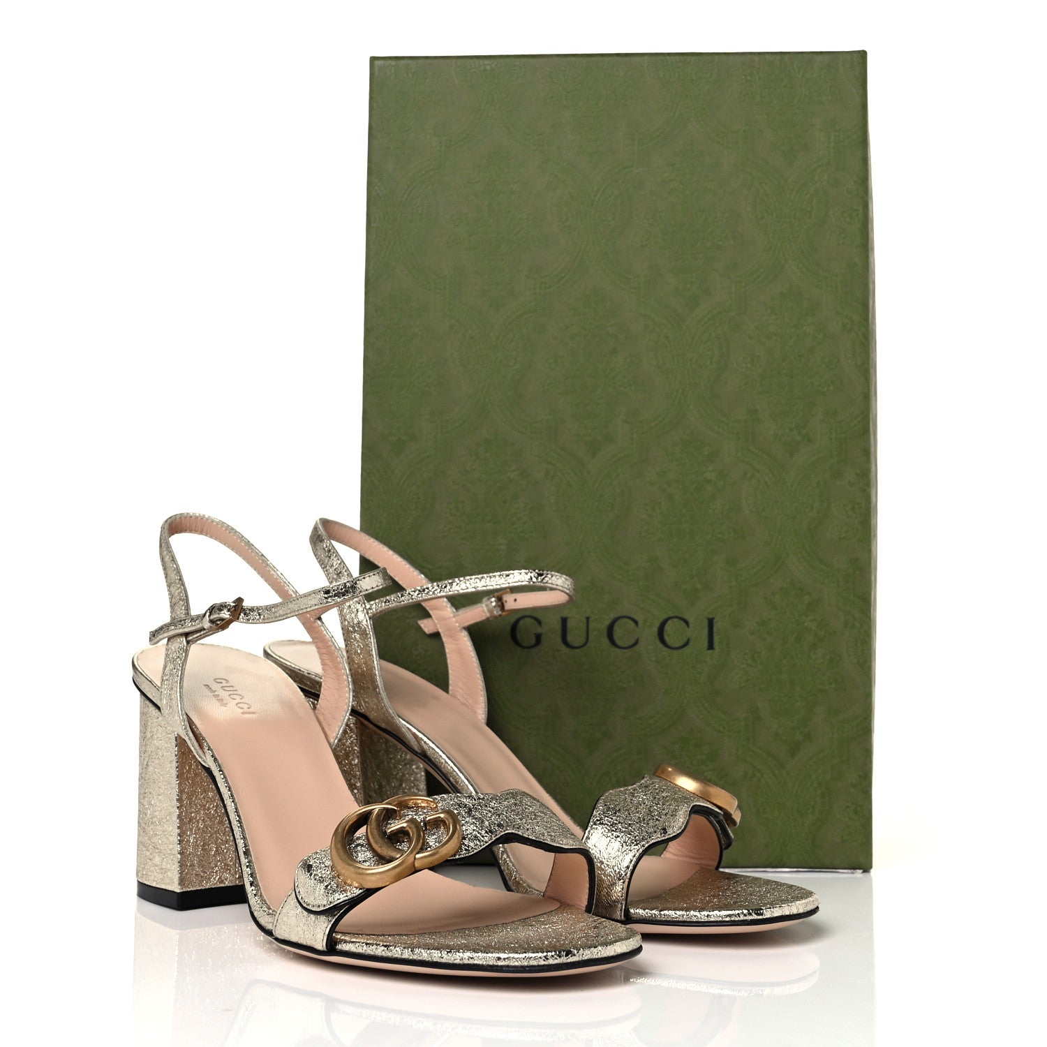 Gucci Galassia GG Marmont Ankle Wrap 75mm Sandals 38.5 Platino 9 of 9