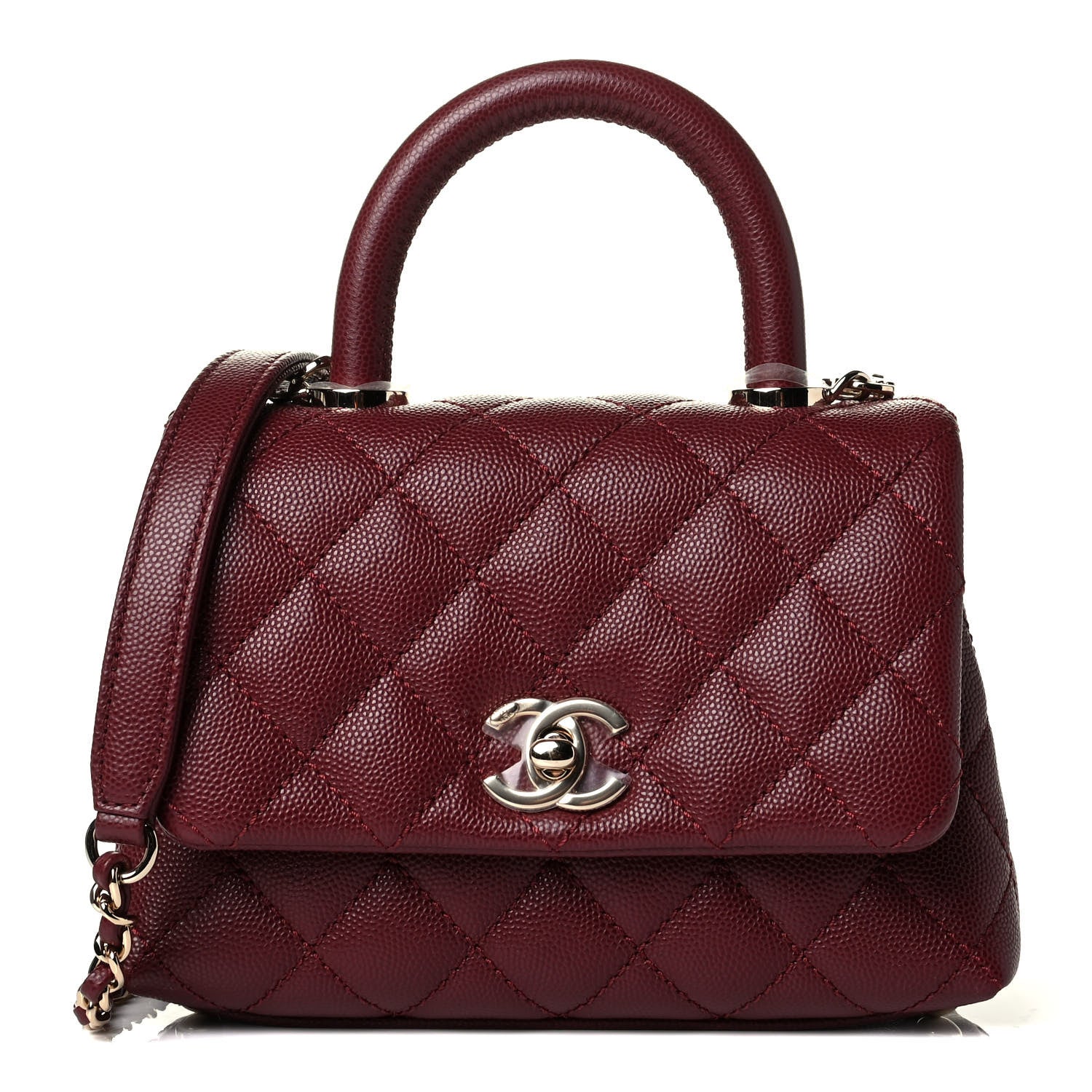Chanel Caviar Quilted Extra Mini Coco Handle Flap Burgundy 1 of 6