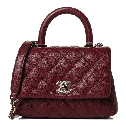 Chanel Caviar Quilted Extra Mini Coco Handle Flap Burgundy 1 of 6