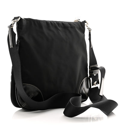 Prada Tessuto Nylon Calfskin Flat Messenger Bag Black 3 of 10