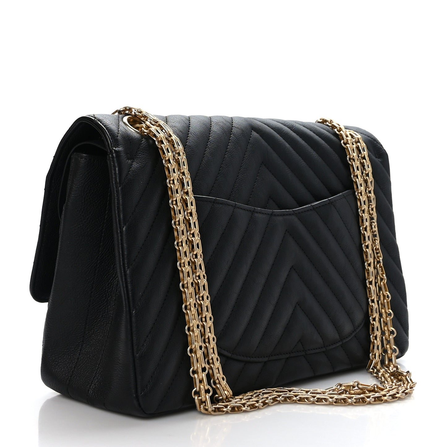 Aged Calfskin Chevron Quilted 2.55 Reissue 226 Flap Black