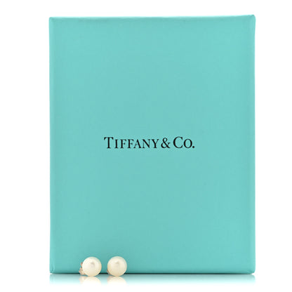 Tiffany 14K White Gold Cultured Pearl 7-8mm Ziegfeld Earrings 5 of 5