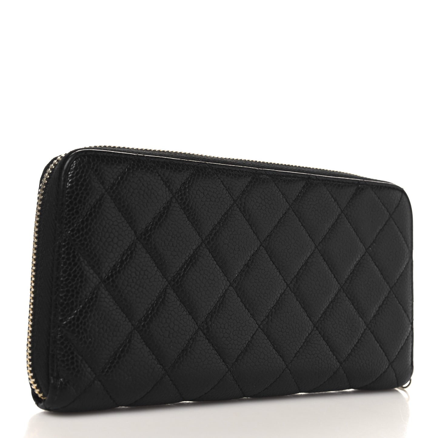 Caviar Quilted Large Gusset Zip Around Wallet Black