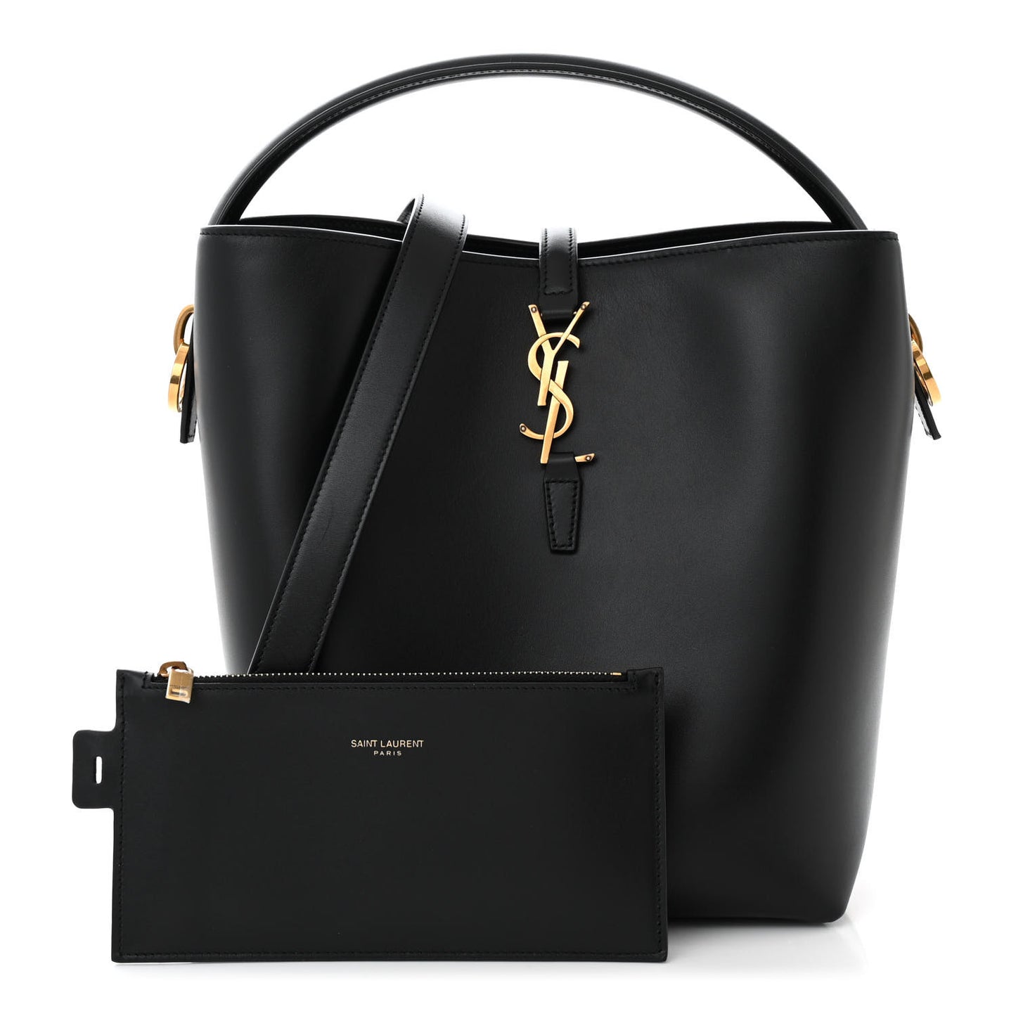 Shiny Calfskin Le 37 Bucket Bag Black