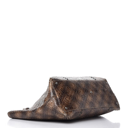 Bottega Veneta Woven Python Large Tote Cigar 4 of 8