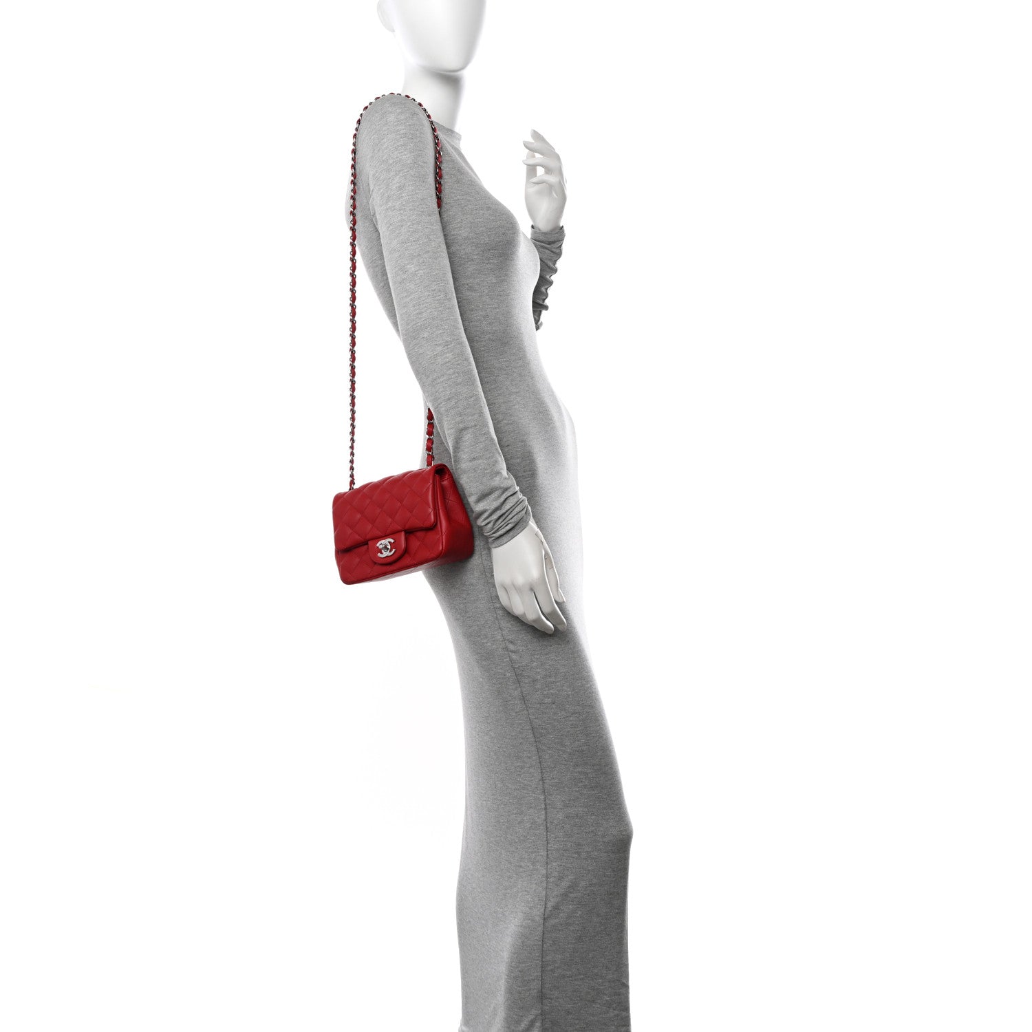 Chanel Lambskin Quilted Mini Square Flap Red 2 of 10