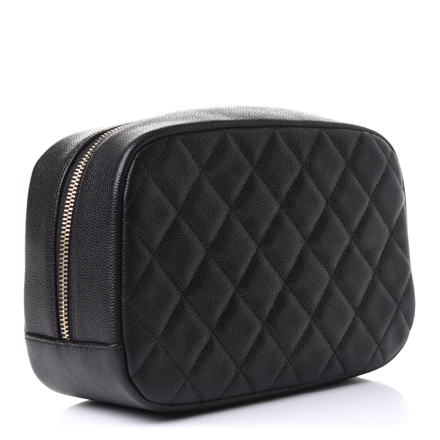 Caviar Quilted Curvy Pouch Cosmetic Case Black