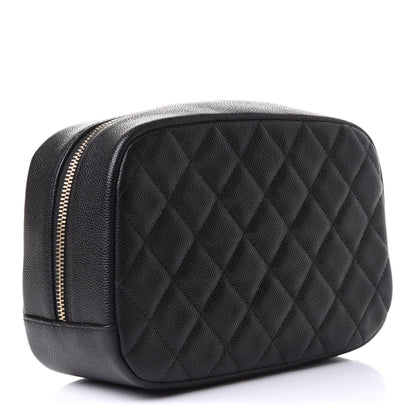 Chanel Caviar Quilted Curvy Pouch Cosmetic Case Black 3 of 11