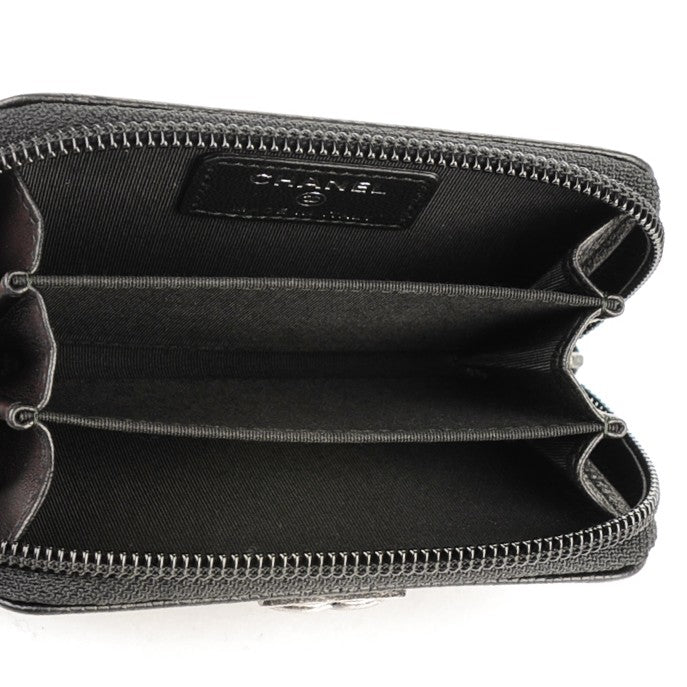 Chanel Caviar Quilted Boy Zip Around Coin Purse Wallet Black 5 of 7