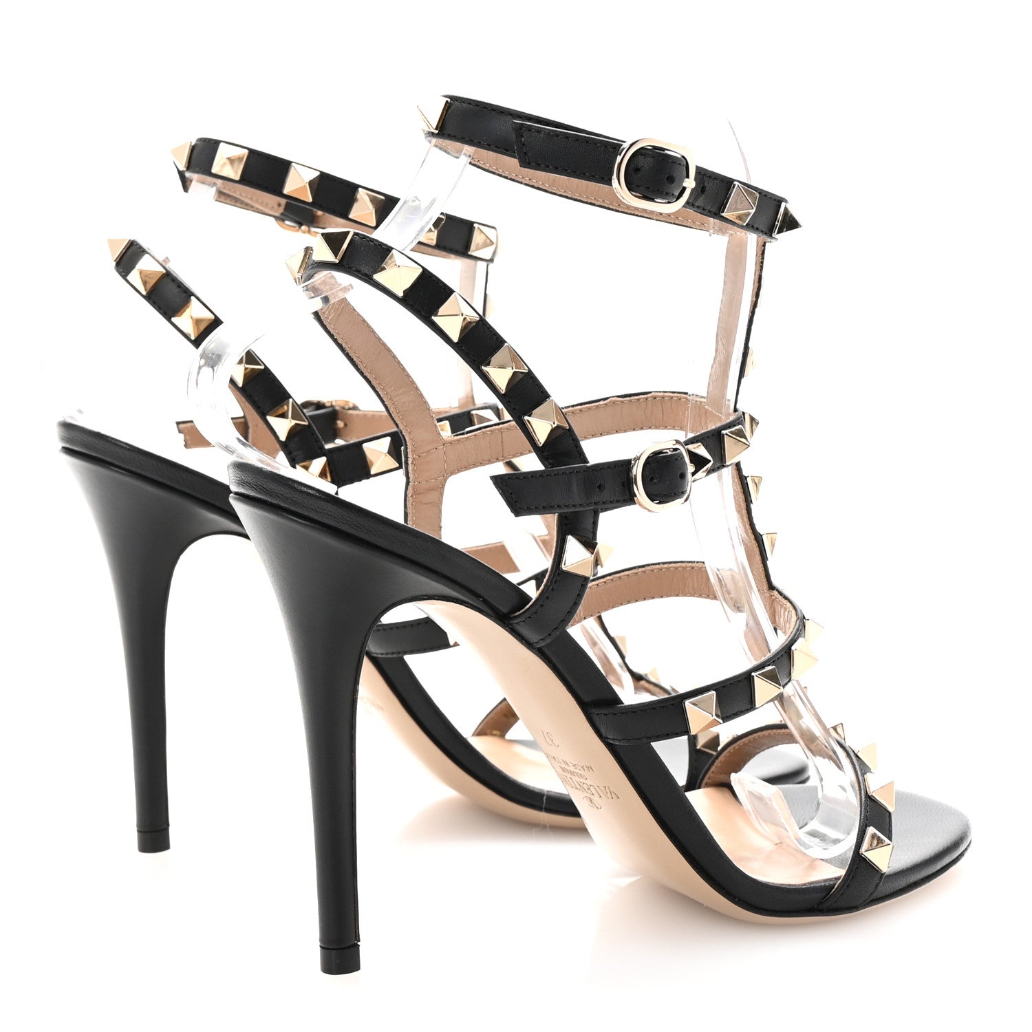 Valentino Garavani Calfskin Nappa Rockstud Gladiator 105mm Sandals 37 Black 5 of 9
