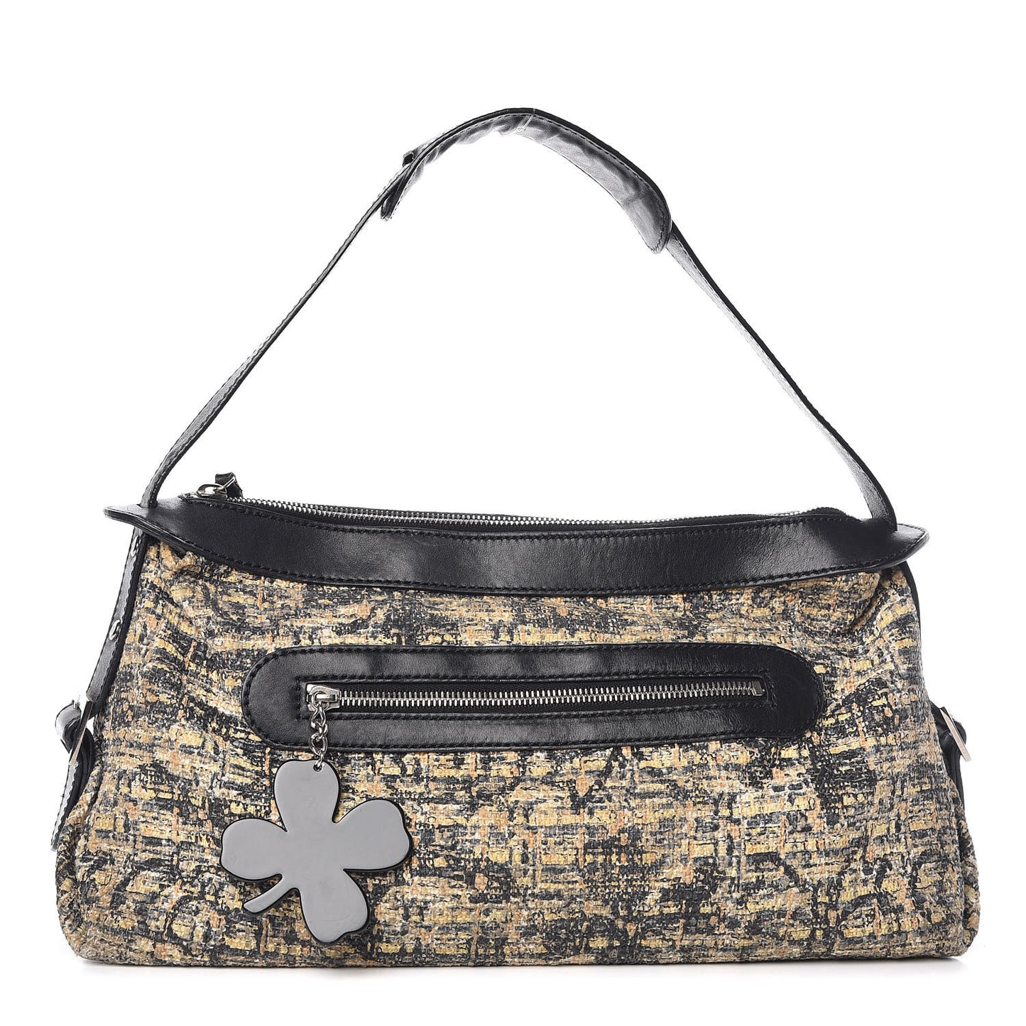 Tweed Lambskin Shoulder Bag Black