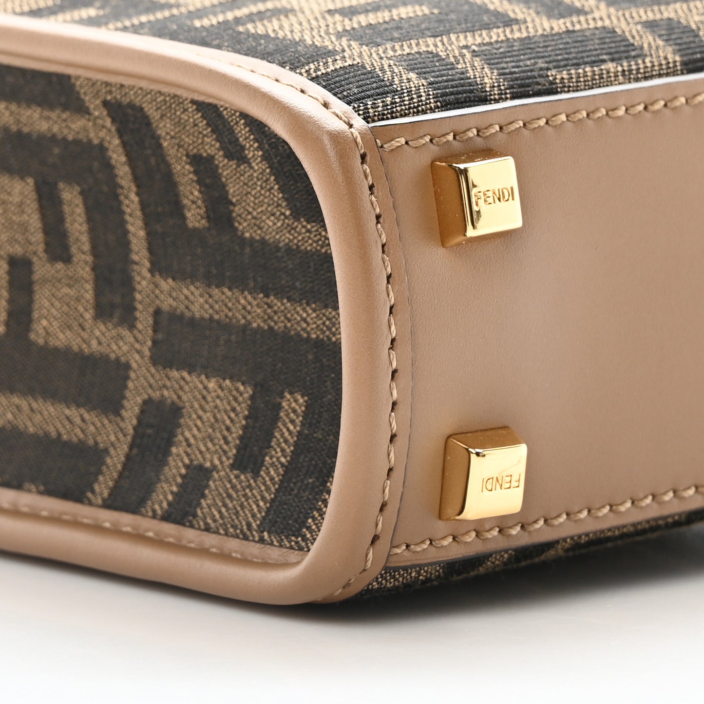 Fabric Jacquard Vitello King Plexiglass FF 1974 Mini Fendi Sunshine Shopper Tote Tobacco Moro Sand