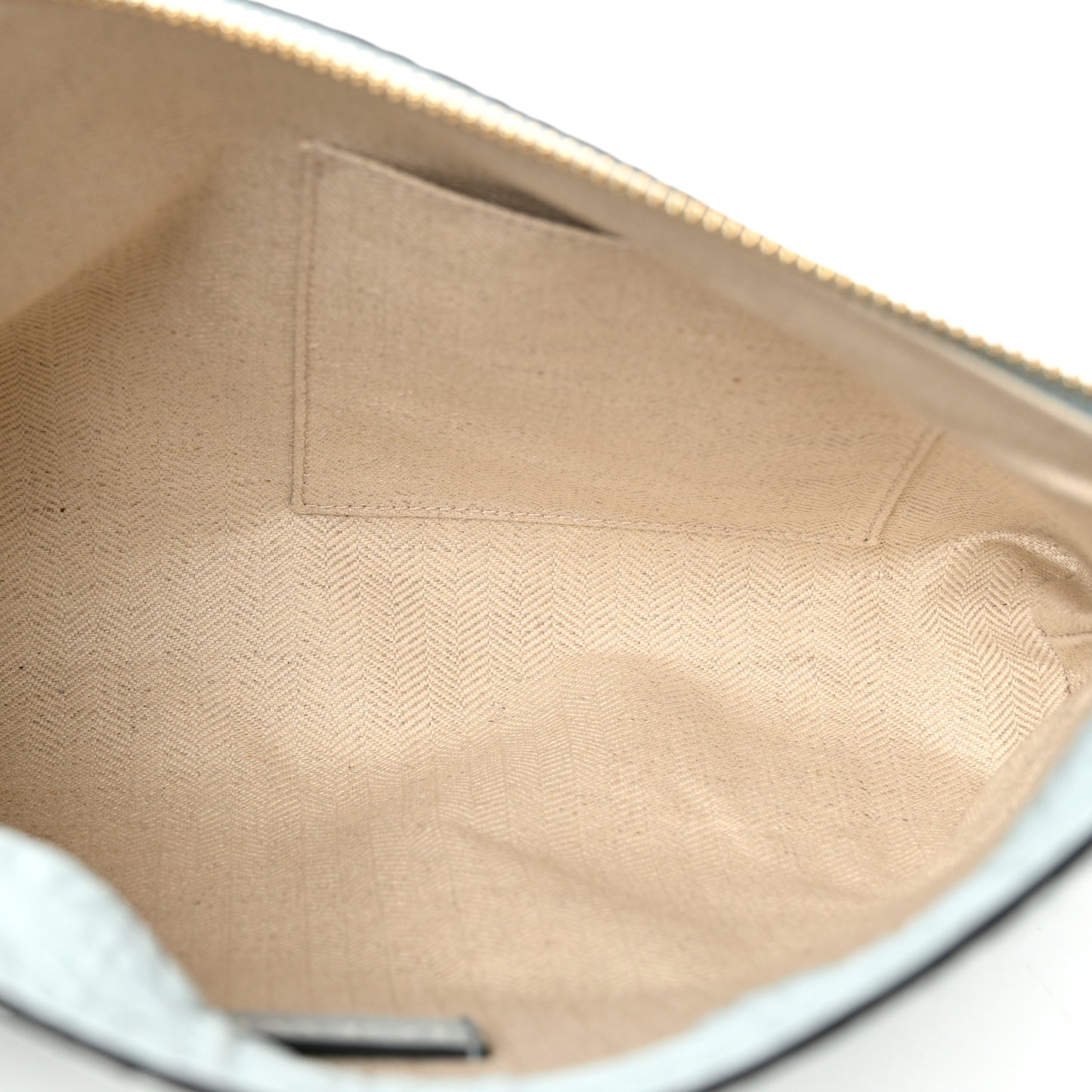 Calfskin Embossed Repeat T Pouch Light Blue