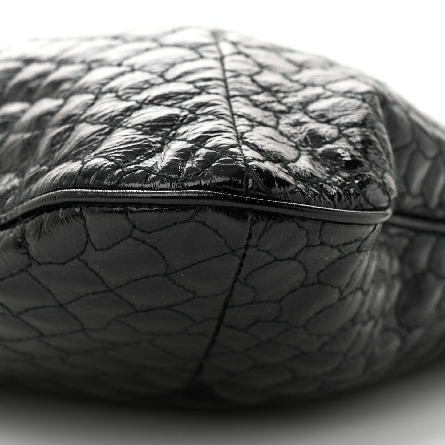 Patent Crocodile Embossed Tribute Tote Black