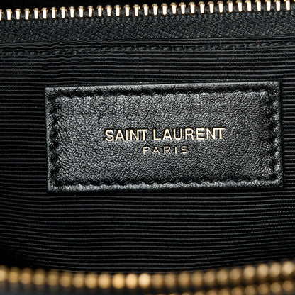 Saint Laurent Grain De Poudre Matelasse Chevron Monogram Shopping Bag Black 6 of 10