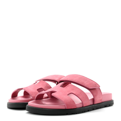 Hermes Suede Goatskin Womens Chypre Sandals 35.5 Rose Aphrodite 3 of 8