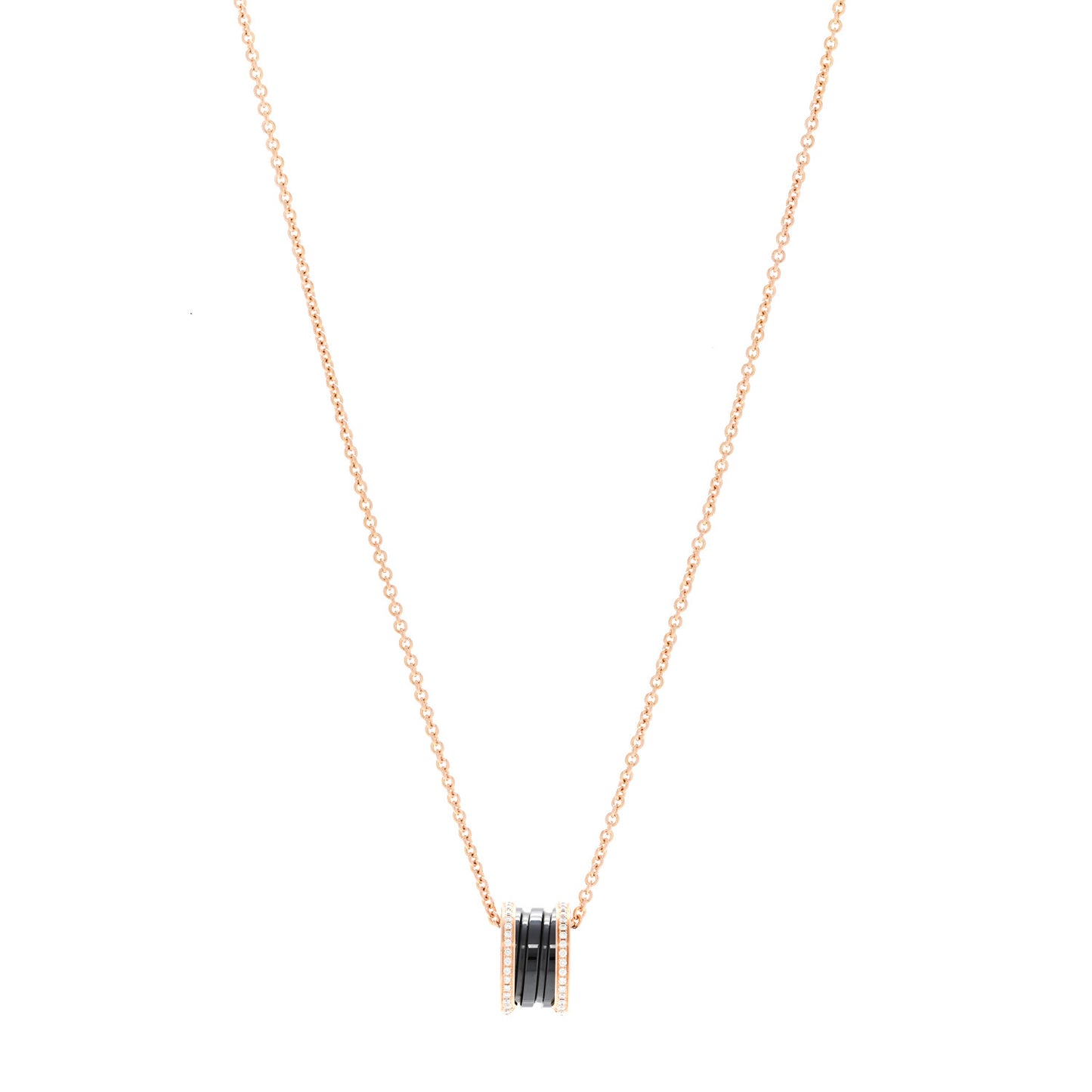 18K Rose Gold Black Ceramic Diamond B.Zero1 Pendant Necklace