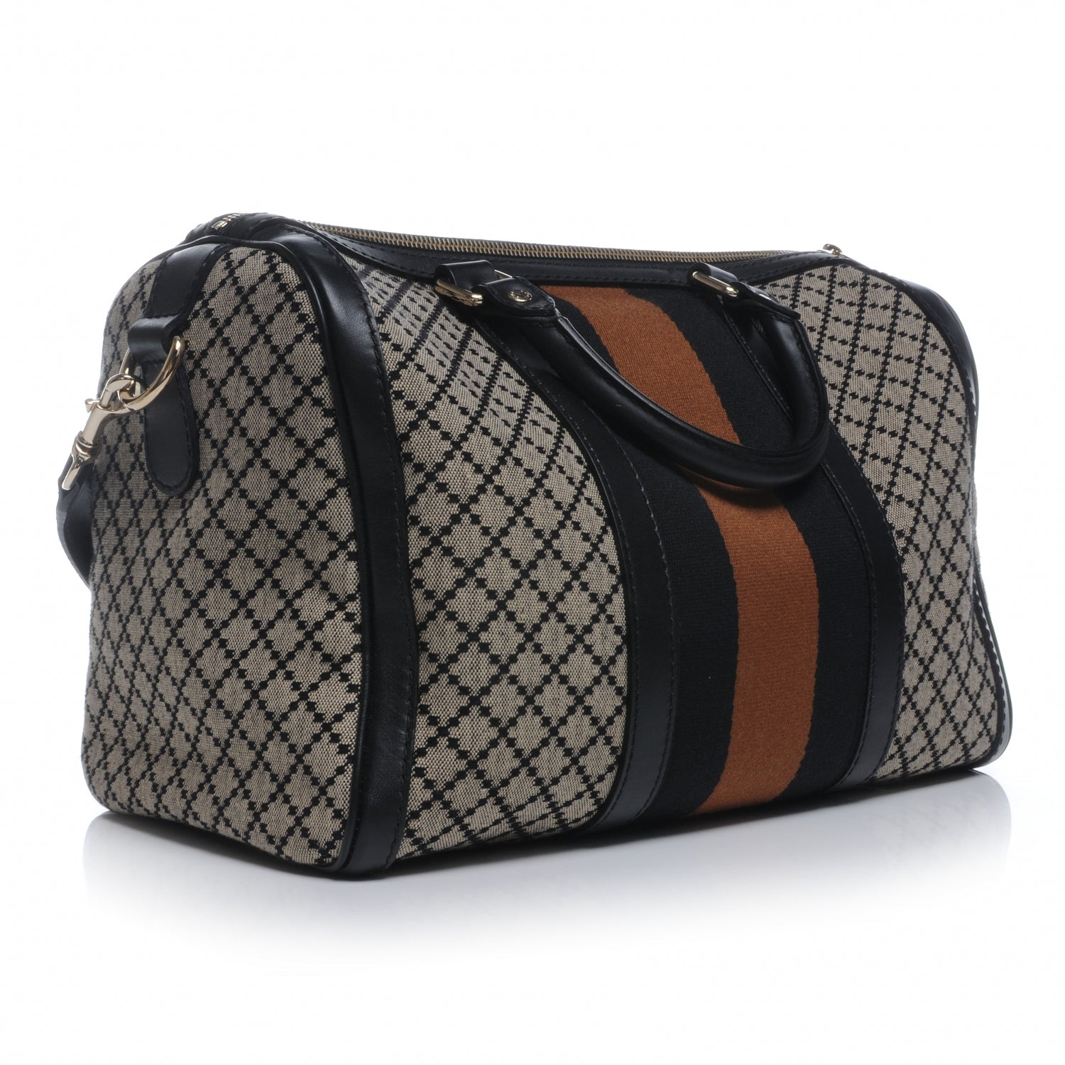 Gucci Diamante Vintage Web Medium Boston Black 3 of 7