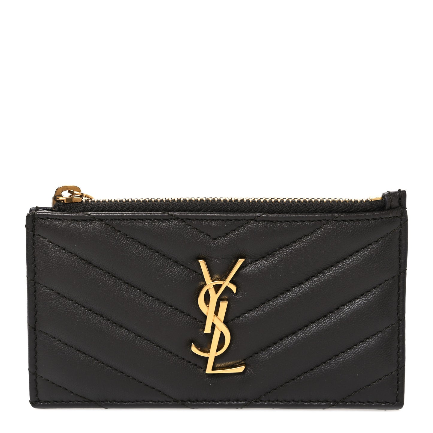 Calfskin Monogram 5 Fragments Zip Pouch Card Holder Fog