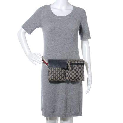 Gucci GG Monogram Web Double Pocket Belt Bag Navy 2 of 10