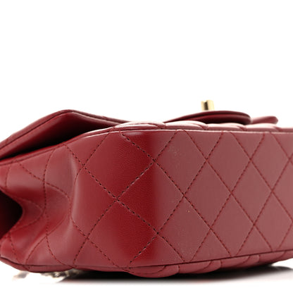 Chanel Lambskin Quilted Mini Top Handle Rectangular Flap Dark Red 9 of 10