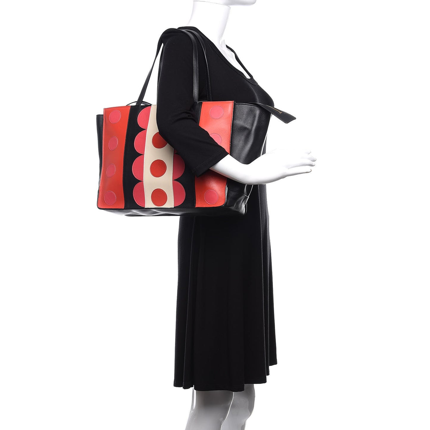 Calfskin Carmen Medium Tote Black Deep Rose