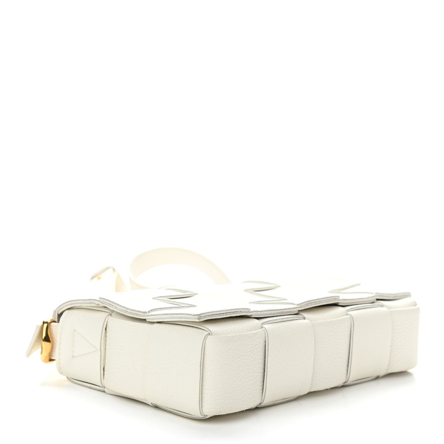 Grained Calfskin Maxi Intrecciato Cassette Crossbody Bag White